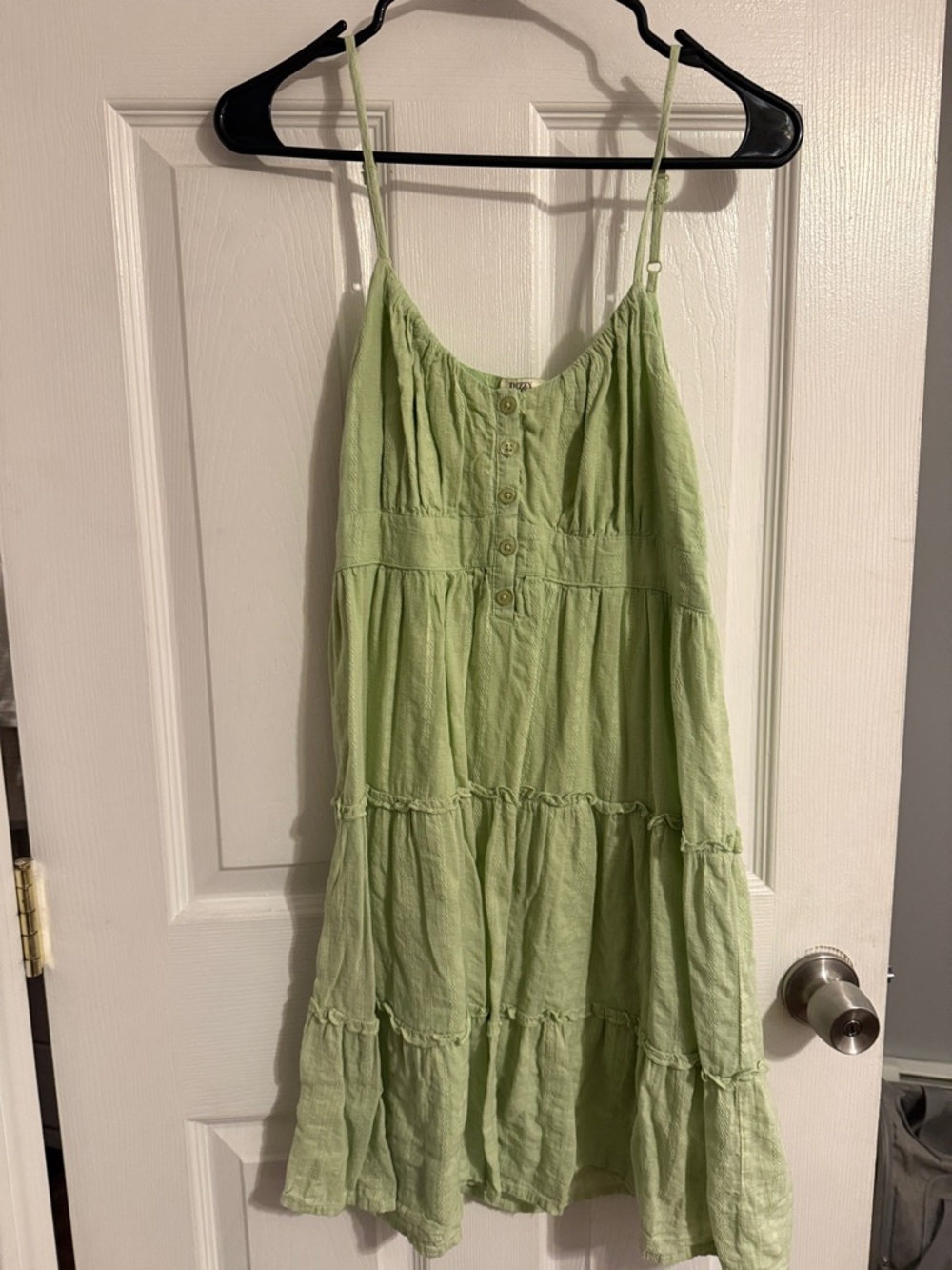 Light Green Tiered Spaghetti-Strap Sundress